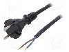 Cablu alimentare AC, 1.5m, 2 fire, negru, CEE 7/17 (C) mufa, PLASTROL, W-97895, T143787