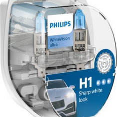 Set 2 becuri Philips H1 WhiteVision Ultra 12V 55W 12258WVUSM