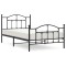 Cadru pat metalic cu tablii de cap/picioare, negru, 100x200 cm