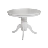 Masa extensibila living AB Olivia, alb, 100&ndash;138x100 cm, 6 persoane, cadru lemn masiv, blat MDF furniruit