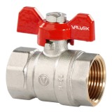 Robinet de trecere cu bila Valvex Oro, alama nichelata, filet interior-interior, 1&quot;, PN 16, maner fluture