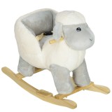 AIYAPLAY Cal Balansoar pentru Copii 1-3 Ani din Lemn și Pluș cu Centură de Siguranță, Pedale și Sunete, 68x35x55 cm, Gri | Aosom Romania