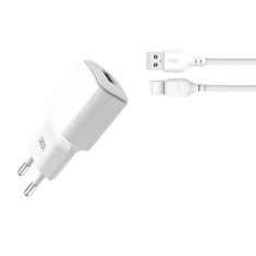 Incarcator retea XO L73, USB, 12W, 2.4A, Cablu USB-C inclus, Alb