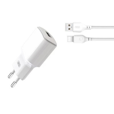 Incarcator retea XO L73, USB, 12W, 2.4A, Cablu USB-C inclus, Alb foto