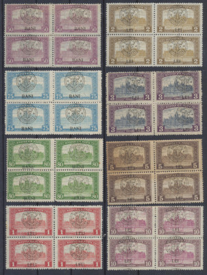 1919 Emisiunea Cluj serie Parlament 8 timbre in bloc de 4 neuzate MNH / MLH foto