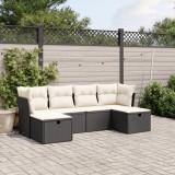 vidaXL Set mobilier de grădină cu perne, 6 piese, negru, poliratan