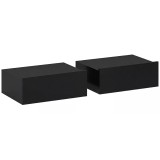 HOMCOM Set de 2 Noptiere Suspendate cu Sertar, 40x30x15 cm, Negru | Aosom Romania