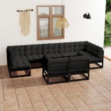 VidaXL Set mobilier grădină cu perne, 9 piese, lemn masiv de pin 3077258