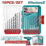 TOTAL - SET BURGHIE PENTRU METAL/BETON/LEMN 16 BUC PowerTool TopQuality