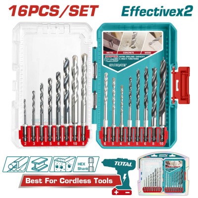 TOTAL - SET BURGHIE PENTRU METAL/BETON/LEMN 16 BUC PowerTool TopQuality foto