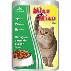 Hrana umeda pentru pisici Miau-Miau, Curcan in sos, plic 100g