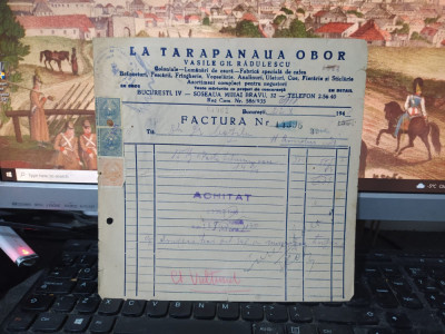 La Tarapanaua Obor Vasile Gh. Rădulescu, Coloniale, Br&amp;acirc;nzeturi, Factură 1948 082 foto