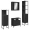 Set dulapuri de baie, 4 piese, negru, lemn prelucrat