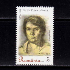 RO 2019 ,LP 2231 ," Cecilia-Cutescu-Storck , 140 ani n." , serie , MNH
