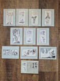 Set 10 carti postale de colectie Figure Paintings of Fan Zeng pictura traditionala, in plicul-mapa original