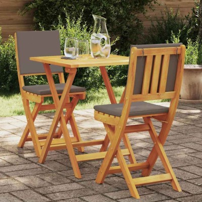 Set bistro pliabil , 3 piese cu perne, din lemn masiv de acacia foto