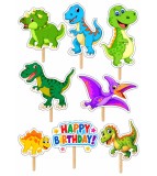 Set 8 Toppere Model Dinozaur pentru Tort, Carton Foliat