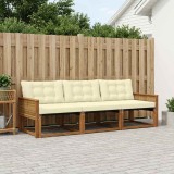 vidaXL Set de canapele de exterior cu pernă 3 pcs Natural și Crem 3381218