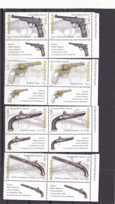 ARME.MUZEUL MILITAR NATIONAL,SERIE IN PERECHE,Lp.1794a,2008, MNH ** ROMANIA.