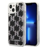 Husa Karl Lagerfeld iPhone 14 Hardcase Liquid Glitter, Monogram, negru, KLHCP14SLMNMK