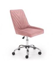 Scaun birou copii HM Rico, ergonomic, stofa tip catifea, cadru polipropilena, inaltime reglabila, 100 kg, roz