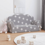 Canapea de copii cu 2 locuri, gri deschis cu stele, plus moale GartenMobel Dekor, vidaXL
