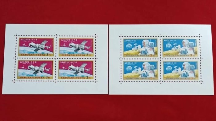 Ungaria 1970 - misiunea Soyuz-Apollo, serie in bloc de 4 neuzata