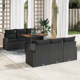 Set canapea gradina Gossi cu 7 piese si perne rattan poliratan negru, canapea gradina Gossi cu 2 locuri cu depozitare si perne rattan poliratan negru