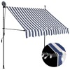 VidaXL Copertină retractabilă manual cu LED, albastru &amp; alb, 200 cm 145843