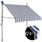 vidaXL Copertină retractabilă manual cu LED, albastru &amp; alb, 200 cm 145843