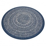 Covor rotund sisal Flat 48834591 Puncte albastru, cerc 120 cm
