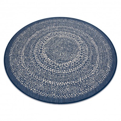 Covor rotund sisal Flat 48834591 Puncte albastru, cerc 120 cm foto