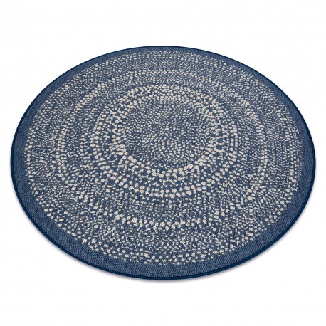 Covor rotund sisal Flat 48834591 Puncte albastru, cerc 120 cm