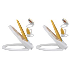 vidaXL Capace WC &icirc;nchidere silențioasă, 2 buc., alb &amp; galben, plastic