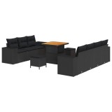 vidaXL Set de canapele pentru grădină 10 pcs Negru Poli Rattan 3363914
