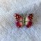O BIJUTERIE unica BROSA argint FLUTURE in email ROZ ornata SPLENDID de efect