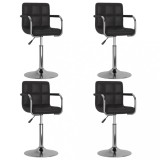 VidaXL Scaune de bucătărie pivotante, 4 buc., negru, piele ecologică