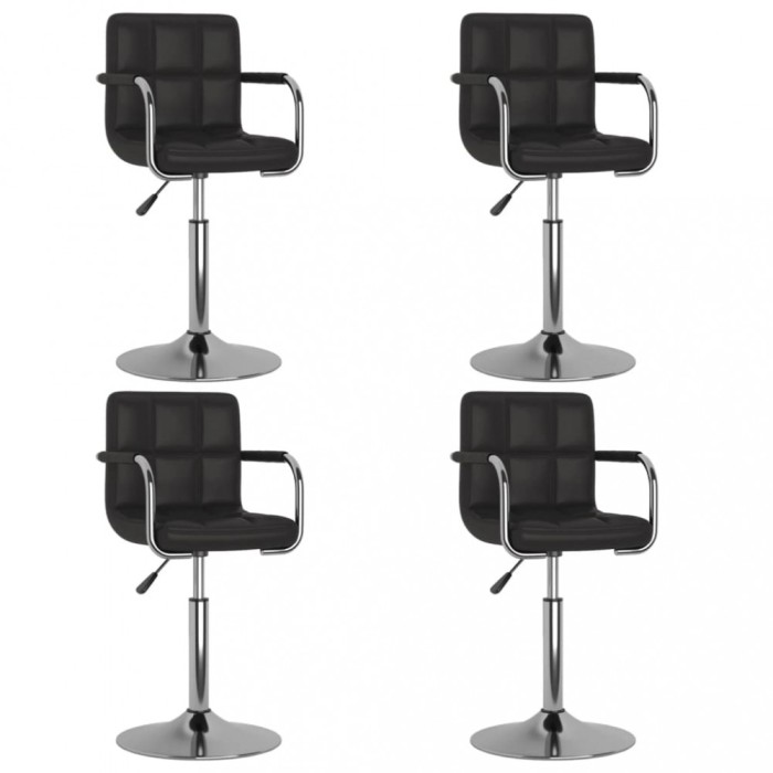 vidaXL Scaune de bucătărie pivotante, 4 buc., negru, piele ecologică 3087887
