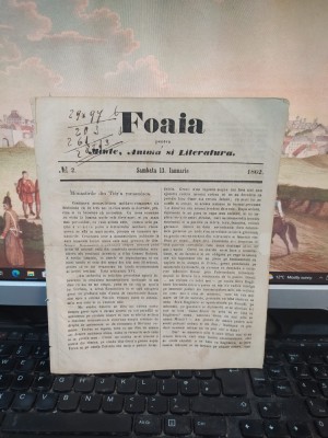 Foaia pentru Minte, Inimă și Literatură, nr. 2, 13 Ianuarie 1862 Monastirile 081 foto