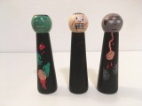 * Lot 3 papusi lemn peg Kokeshi dolls - Halloween, horror, 10 cm