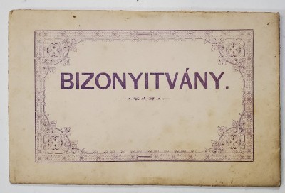 SCOALA CIVILA DE FETE , ORAVITA , CERTIFICAT DE ABSOLVIRE A CLASEI A - III -A , TEXT IN MAGHIARA SI GERMANA , 1878 foto