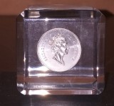 CANADA 1991 - MONEDA ARGINT DE 50 CENTI &Icirc;N CUB DE STICLA, America de Nord