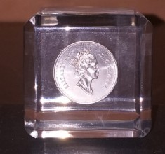 CANADA 1991 - MONEDA ARGINT DE 50 CENTI &Icirc;N CUB DE STICLA