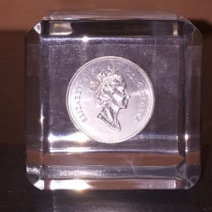 CANADA 1991 - MONEDA ARGINT DE 50 CENTI ÎN CUB DE STICLA