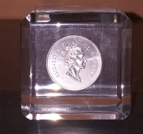 CANADA 1991 - MONEDA ARGINT DE 50 CENTI &Icirc;N CUB DE STICLA