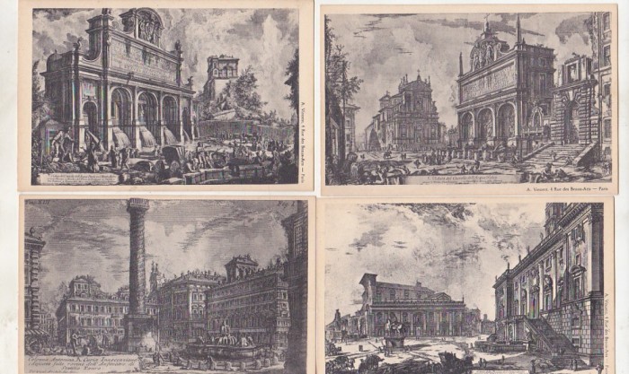 bnk cp Lot 24 cp necirculate - A Vincent Paris copii dupa gravuri Piranesi - Italia