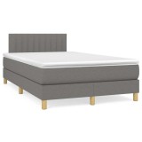 vidaXL Pat cu arcuri, saltea și LED, gri &icirc;nchis, 120x190 cm, textil
