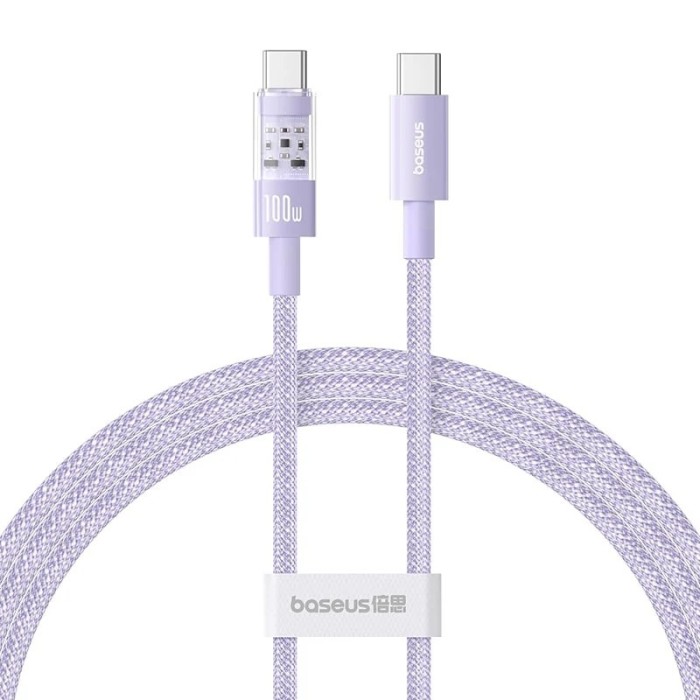 CABLU alimentare si date Baseus Gem, Fast Charging Data Cable pt. smartphone, USB Type-C la USB Type-C 100W, 2m, mov &quot;P10373000511-01&quot; (timbru verde 0