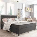 VidaXL Pat continental, gri &icirc;nchis, 160x200 cm, material textil