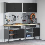 vidaXL Set banc de lucru 8 pcs Negru și Gri Oțel vopsit electrostatic 3321494